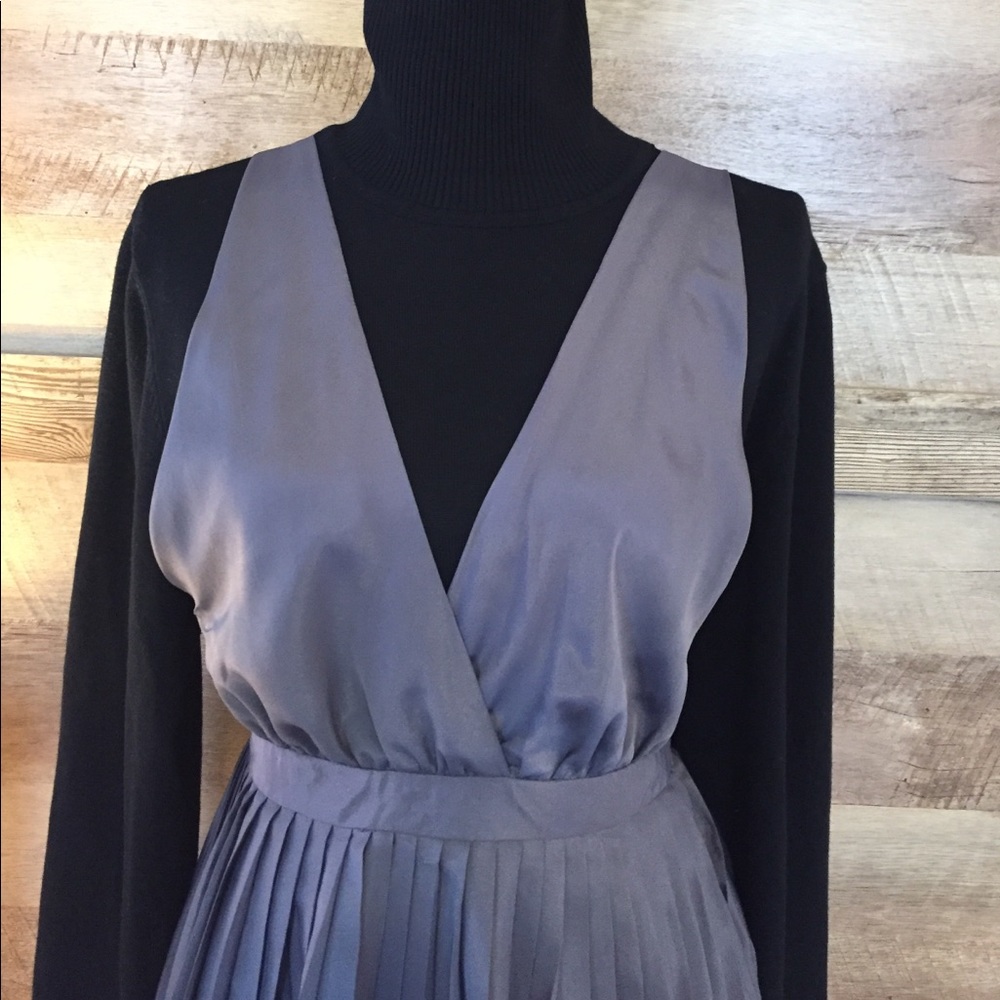 ❌SOLD❌Silver Pleated Jumpsuit Dress - Picture 3 of 5